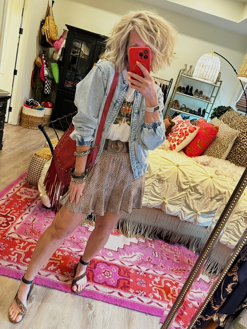 Women's Collarless Denim Jacket